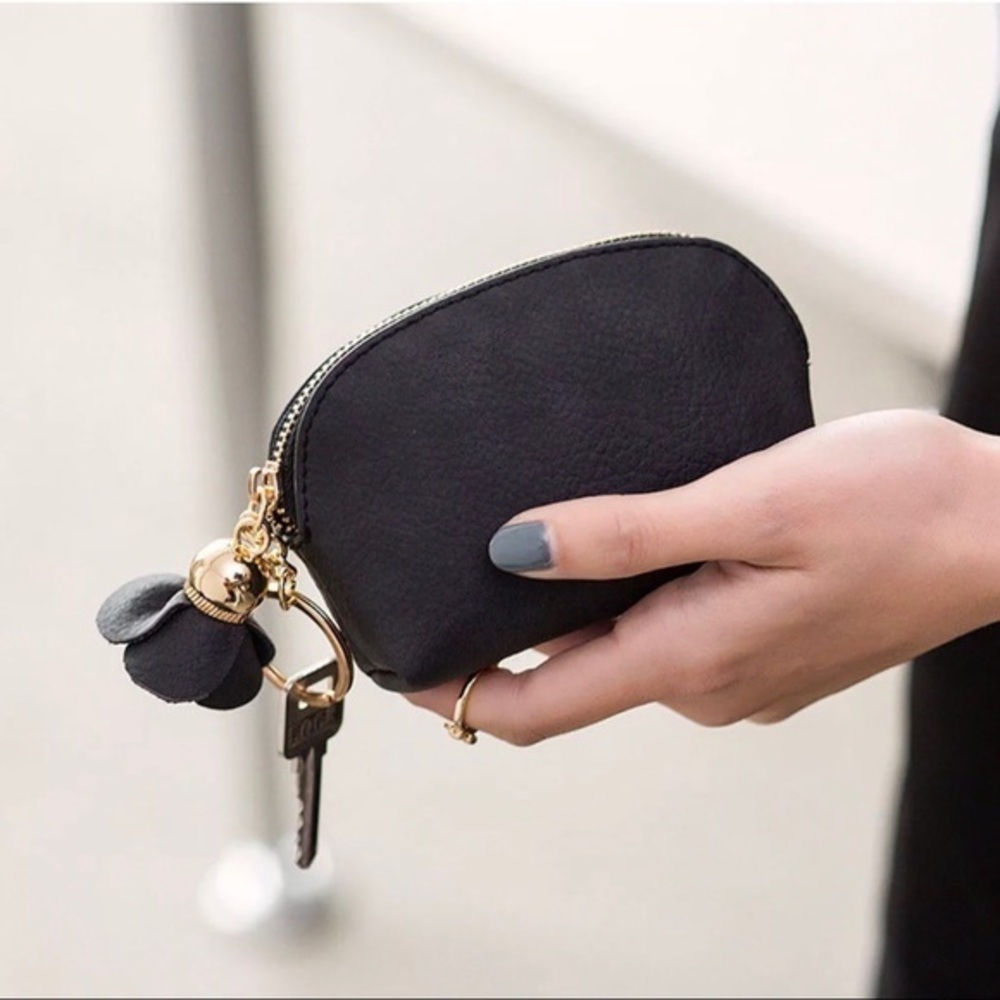 Black Coin Purse Bag with Keychain